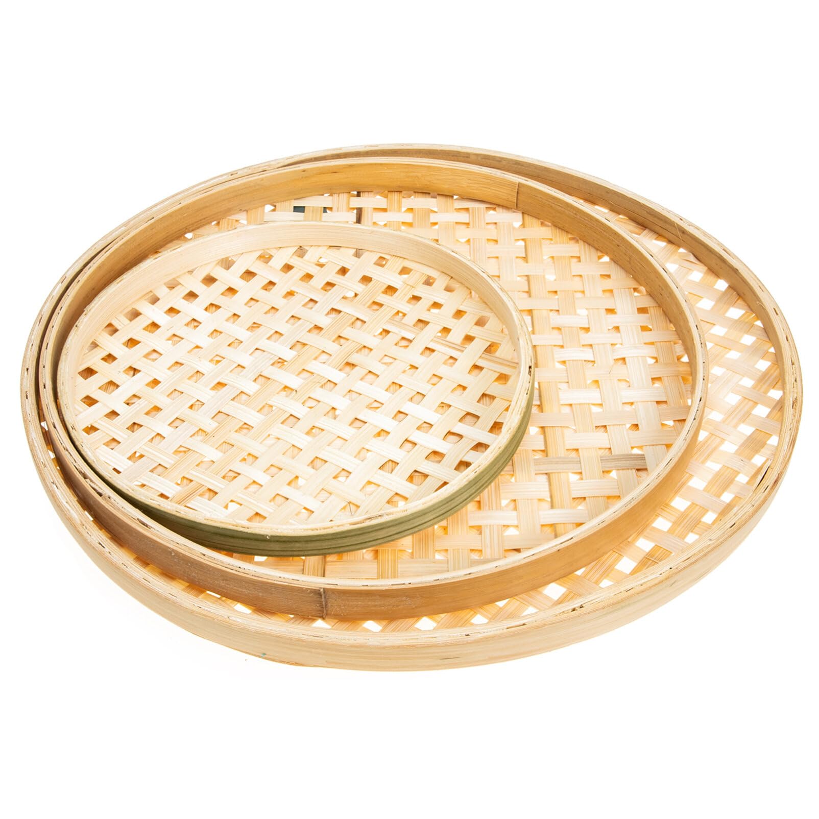 Cabilock 3pcs Hand-woven Bamboo Baskets Small Wicker Basket Lid Tall Wicker Lid