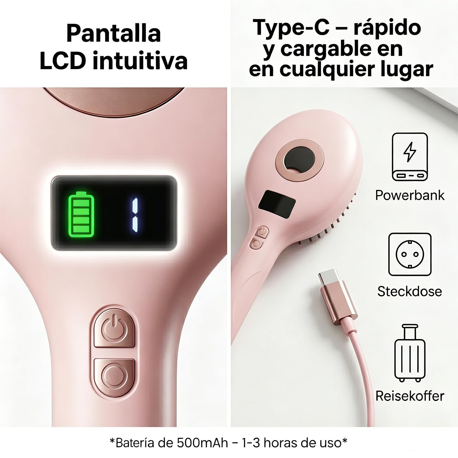 Electric Spray Air Cushion Massage Comb, Rechargeable Mist Hair Brush With Easy-Clean Design, Detang, Herramienta InaláMbrica PortáTil Para Alisar El Estilo Y (Negro)