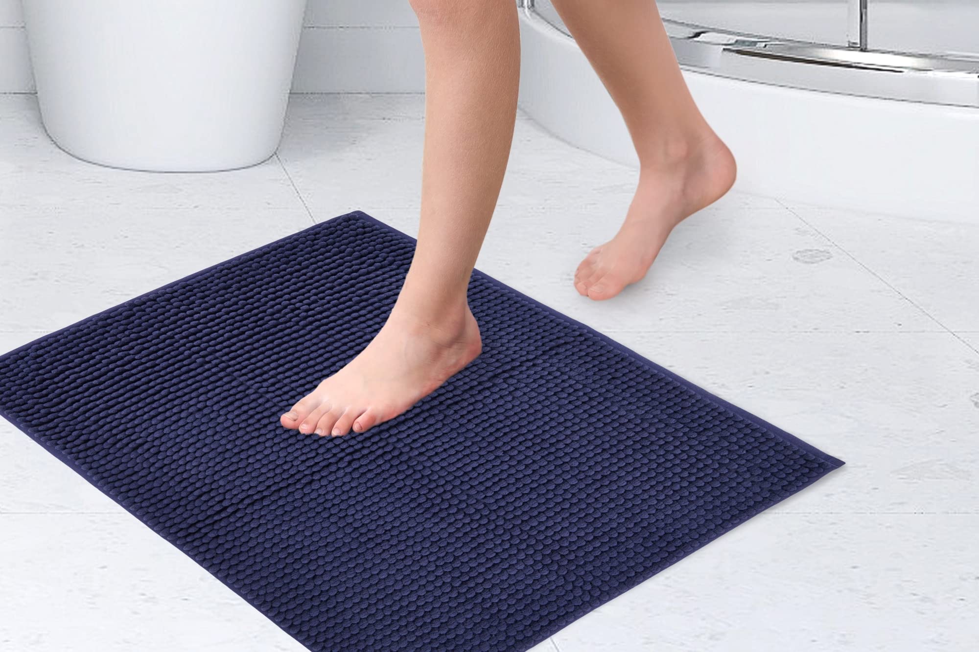 Noodle - Alfombra de baño Antideslizante Suave al Tacto, Color Azul Marino, 40 x 60 cm