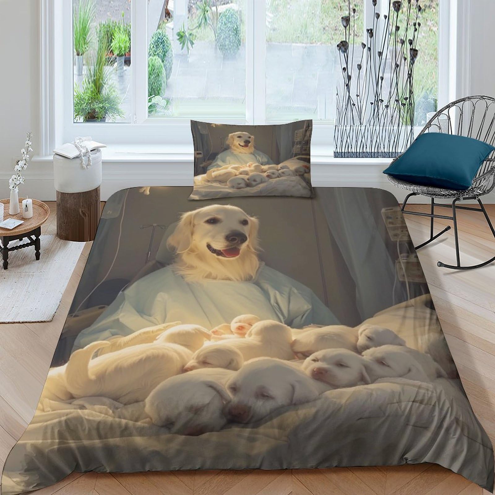 BARDYS Puppy 3D Print Cute Animals for Teens And Adults Comforter Covers Quilt Cover Duvet Cover with Zipper Closure Bedding Set with Pillow Cases Soft Microfiber 3 Pieces Single（135x200cm）