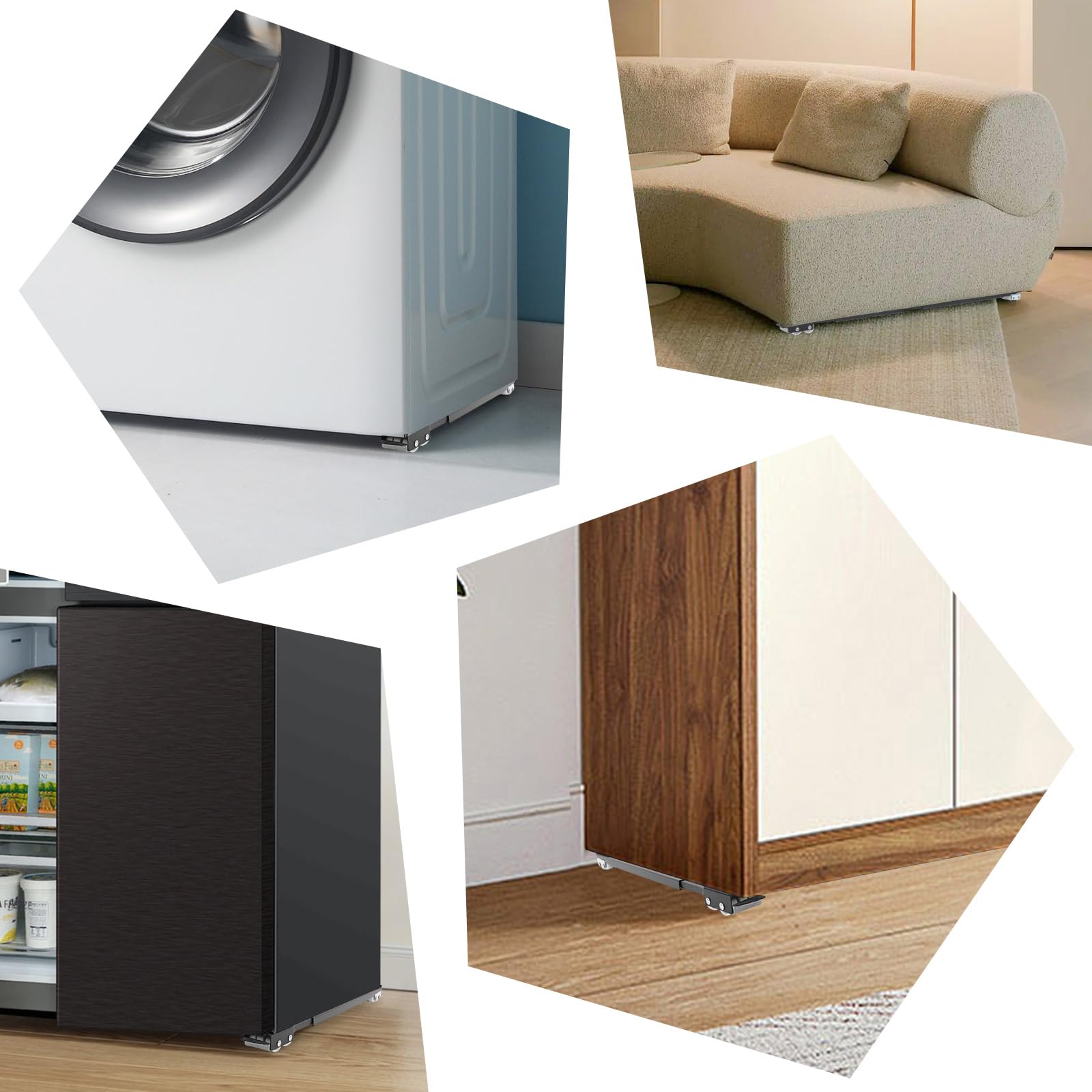 Base Con Rotelle Per Lavatrice E Frigorifero - Regolabile, Carico 300 Kg, Con Freno