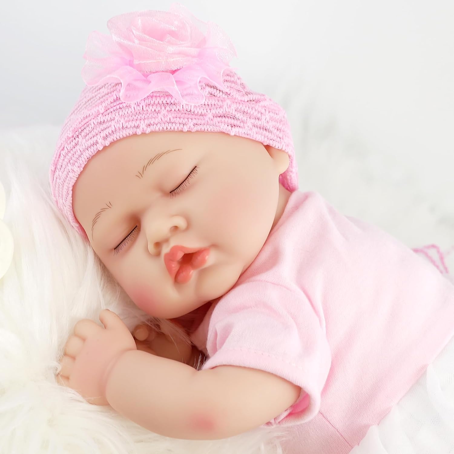 The Magic Toy Shop BiBi Doll Reborn Baby Girl Doll “Cherry” 17-Inch, Realistic Newborn with Sleeping Eyes, Dummy - Image 2