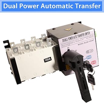 100A 110V 4P Dual Power Automatic Transfer Switch Load Isolation | ATS Generator Changeover Electronic Power Circuit Breaker Controller Mechanical Interlock 4 Functions 50/60Hz