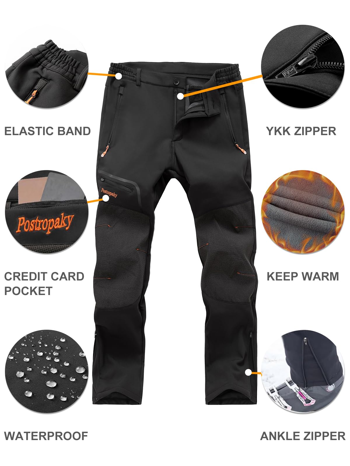 Postropaky Męskie piesze wycieczki śnieg spodnie narciarskie wodoodporne outdoorowe izolowane spodnie softshell snowboard zamek błyskawiczny dolna nogawka