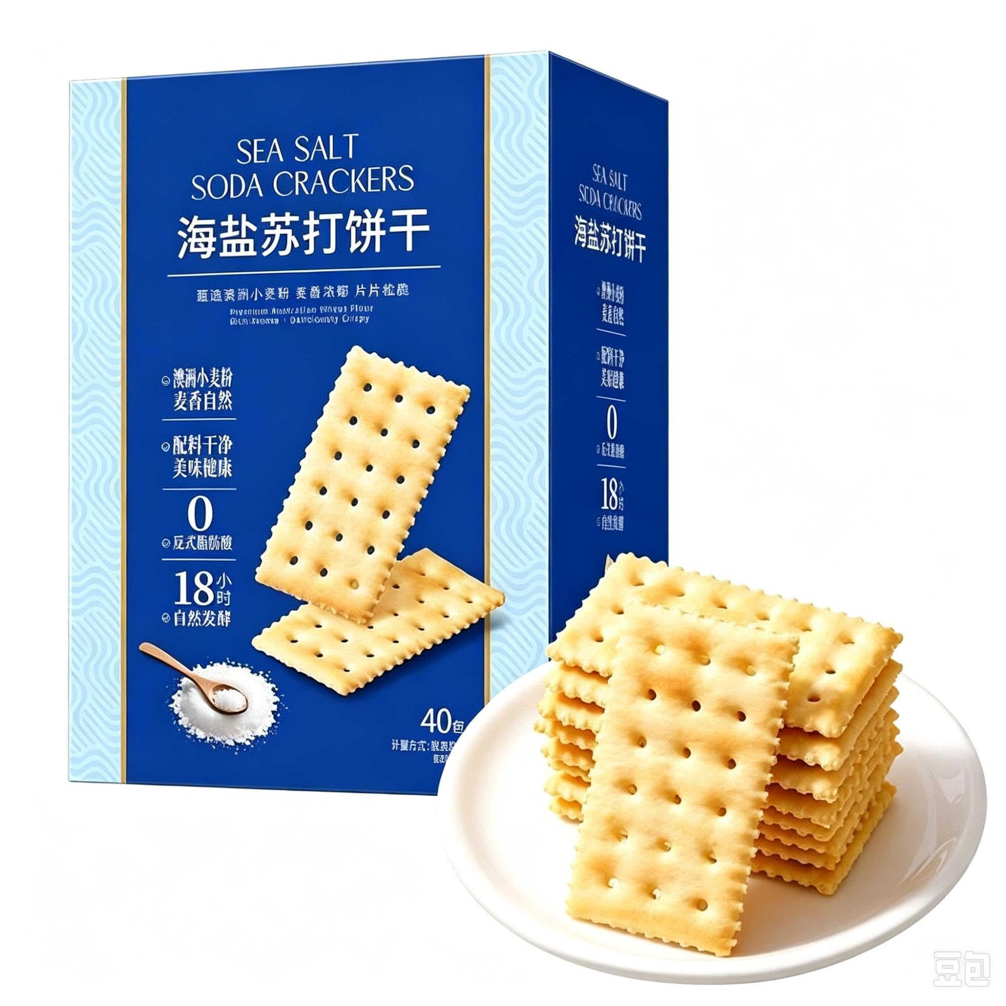 Cracker alla soda e sale marino, snack al forno, 360 g