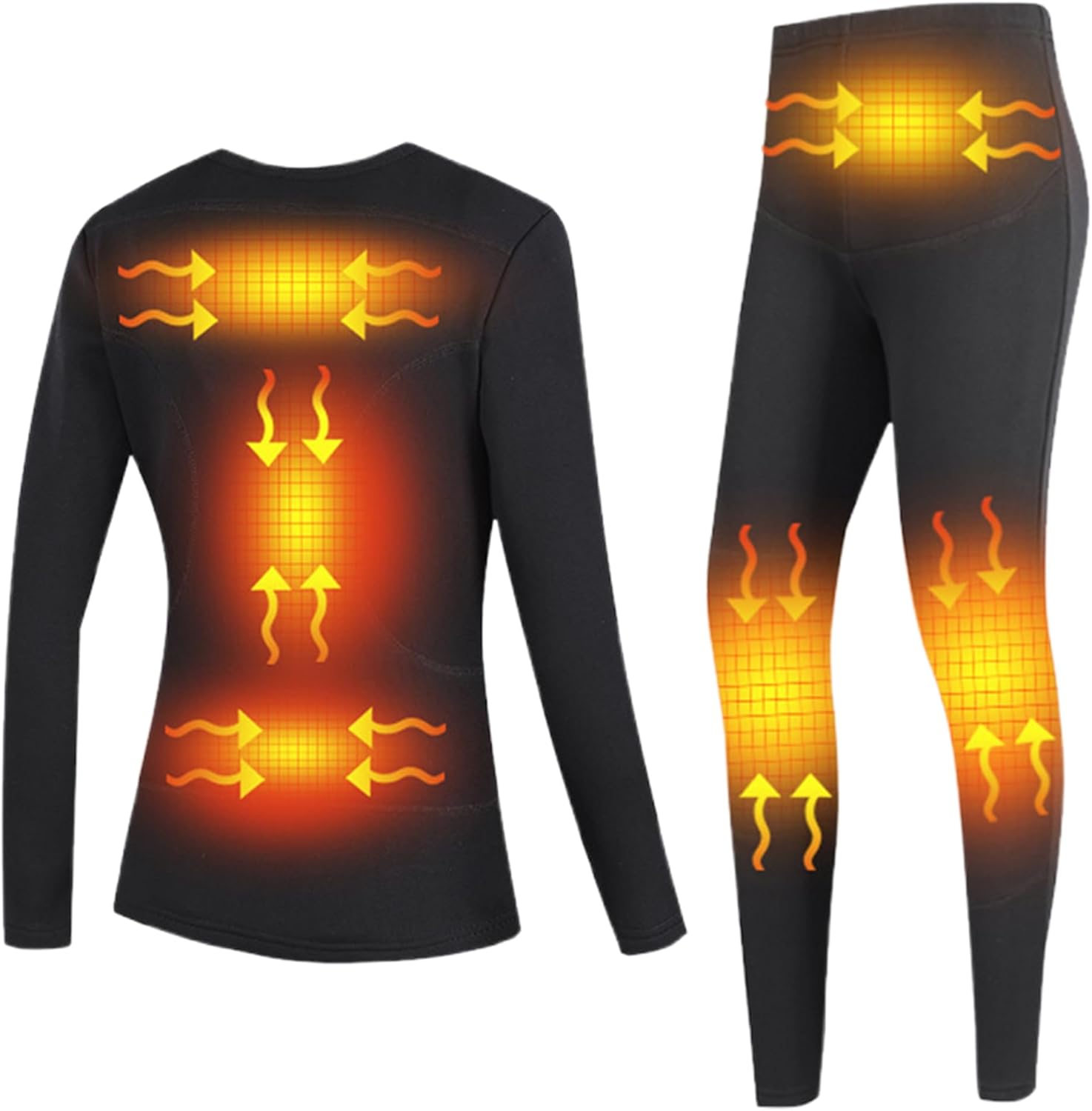 Heated Thermal Underwear Women Hunting Heating Shirt and Pant Electric Warm Long Johns Set for Outdoor Sport
