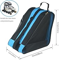 Vista 3 de Gooyule Bolsa de patinaje sobre hielo: bolsa de patinaje de gran capacidad para patines cuádruples, en línea y la mayoría de patines Azul+Rosa