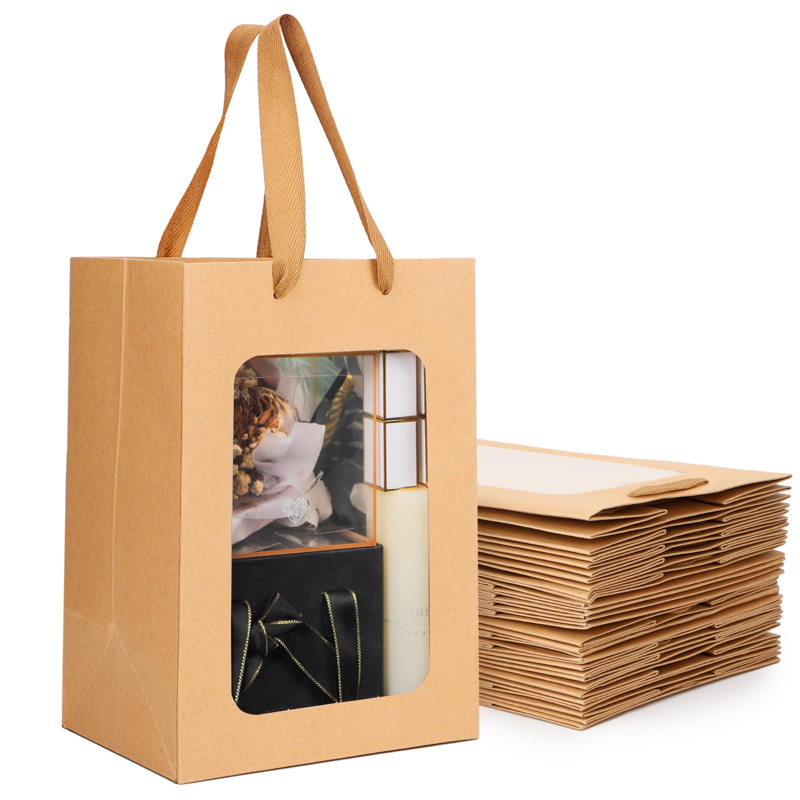 EUSOAR Sacchetti Carta Kraft - 20 Pezzi Buste Carta con Manico - 210GSM  Busta Regalo con Finestra - 20x16x30cm Sacchetto per Regali - Sacchetti  Carta Regalo Marrone Kraft Shopper Carta : Amazon.it: Casa e cucina