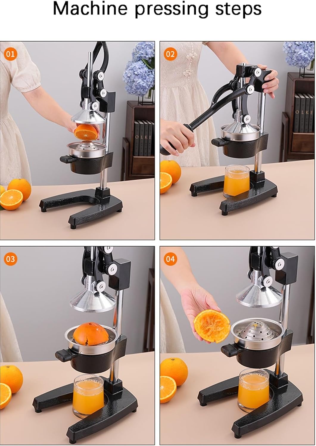 Cast Iron Manual Juicer, Heavy Duty Citrus Juice Press with Lever, Professional Fruit Squeezer for Orange Lemon Lime Pomegranate, Non-Slip Base