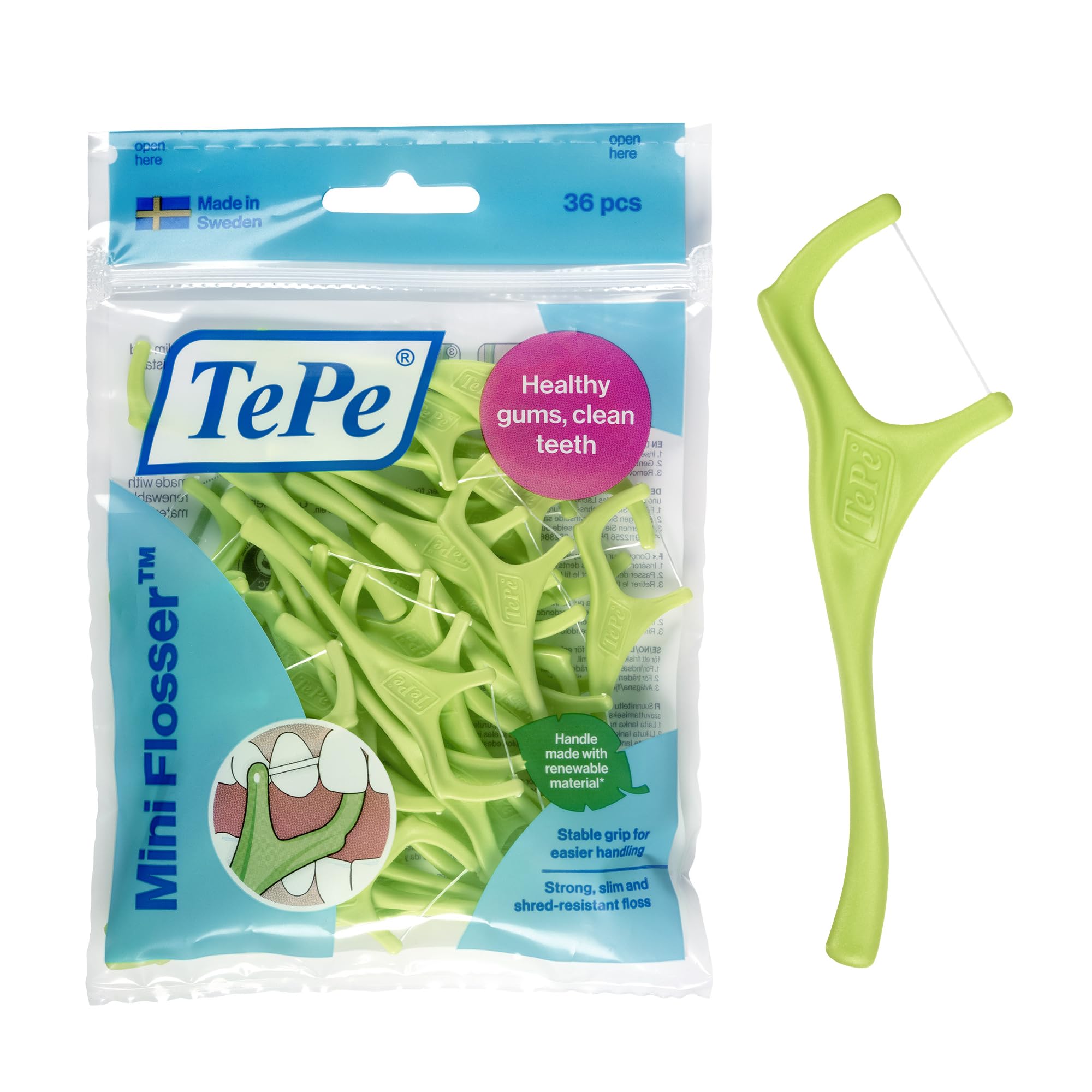 TePe Mini Flosser, 36 Stk., vorgespannter Zahnseidenhalter