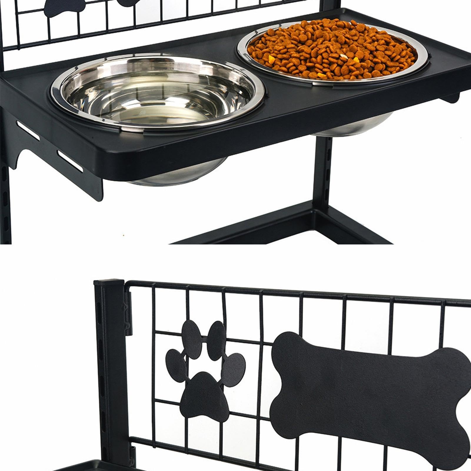 sobrealzado para perros grandes Base Antideslizante Comida Seca Y Húmeda | Soporte Para Perros Con Cuencos De Acero Inoxidable Cocina, Balcón, Jardín Y Patio, Agua, Caldo Óseo Y Yogur