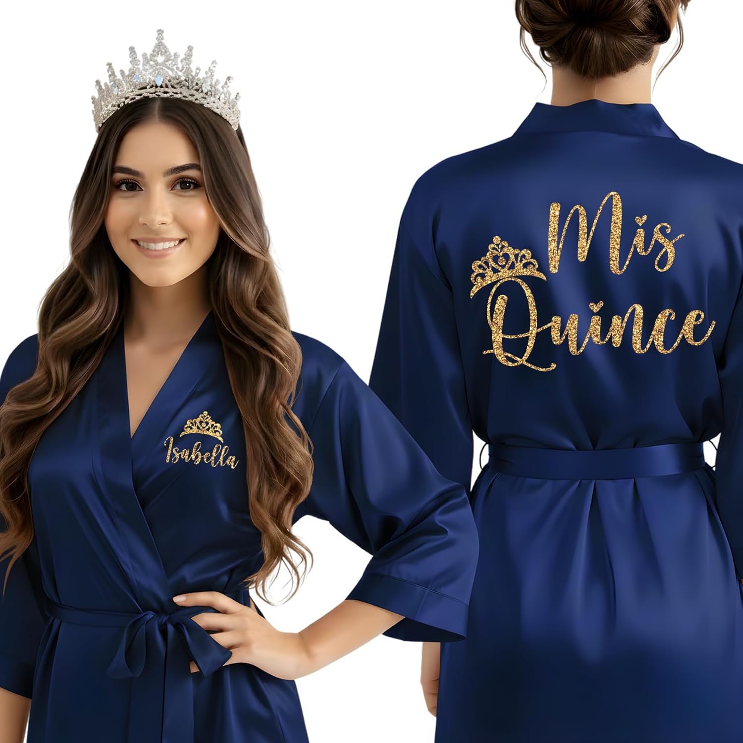 Quinceañera Robes Personalized, Custom Glitter Robe for Mis 15, Sweet 16, Damas, Mama de la Quinceañera