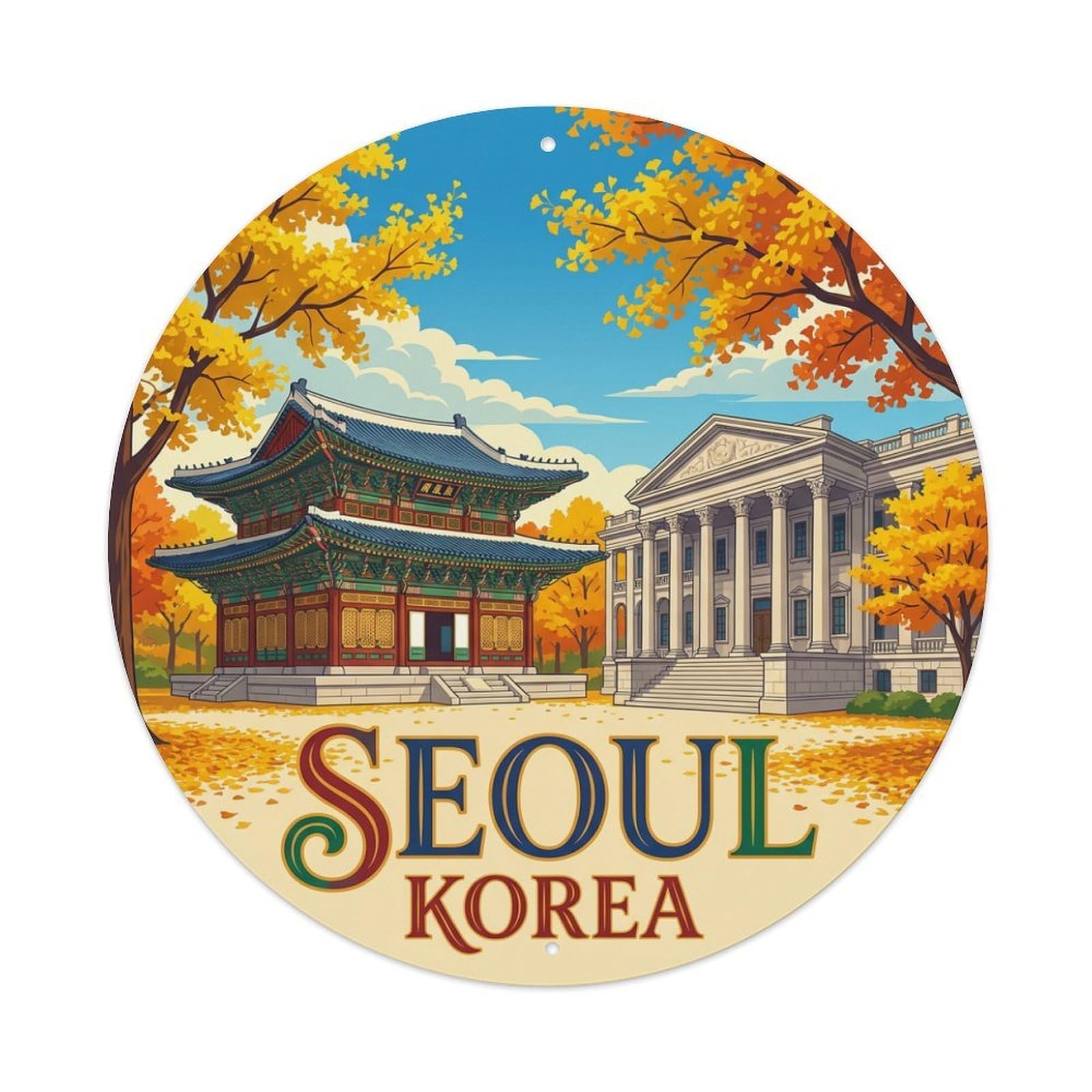 Vintage Travel Seoul Korea Magnificence Metal Tin Sign