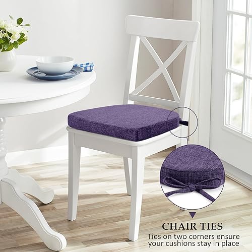 Miniatura 53 de Wellsin Chair Cushions for Dining Chairs 4 Pack - Kitchen Chair Cushions with Ties and Non-Slip Backing - Dining Chair Pads 16"X16"X2", Beige