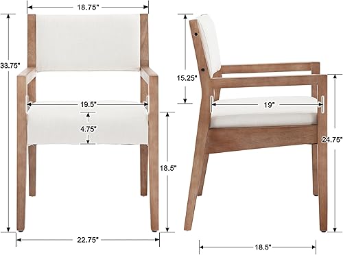 Miniatura 2 de EALSON Juego de 2 sillas de comedor tapizadas de mediados de siglo con marco de madera dura, modernas sillas laterales de cocina de granja para sala