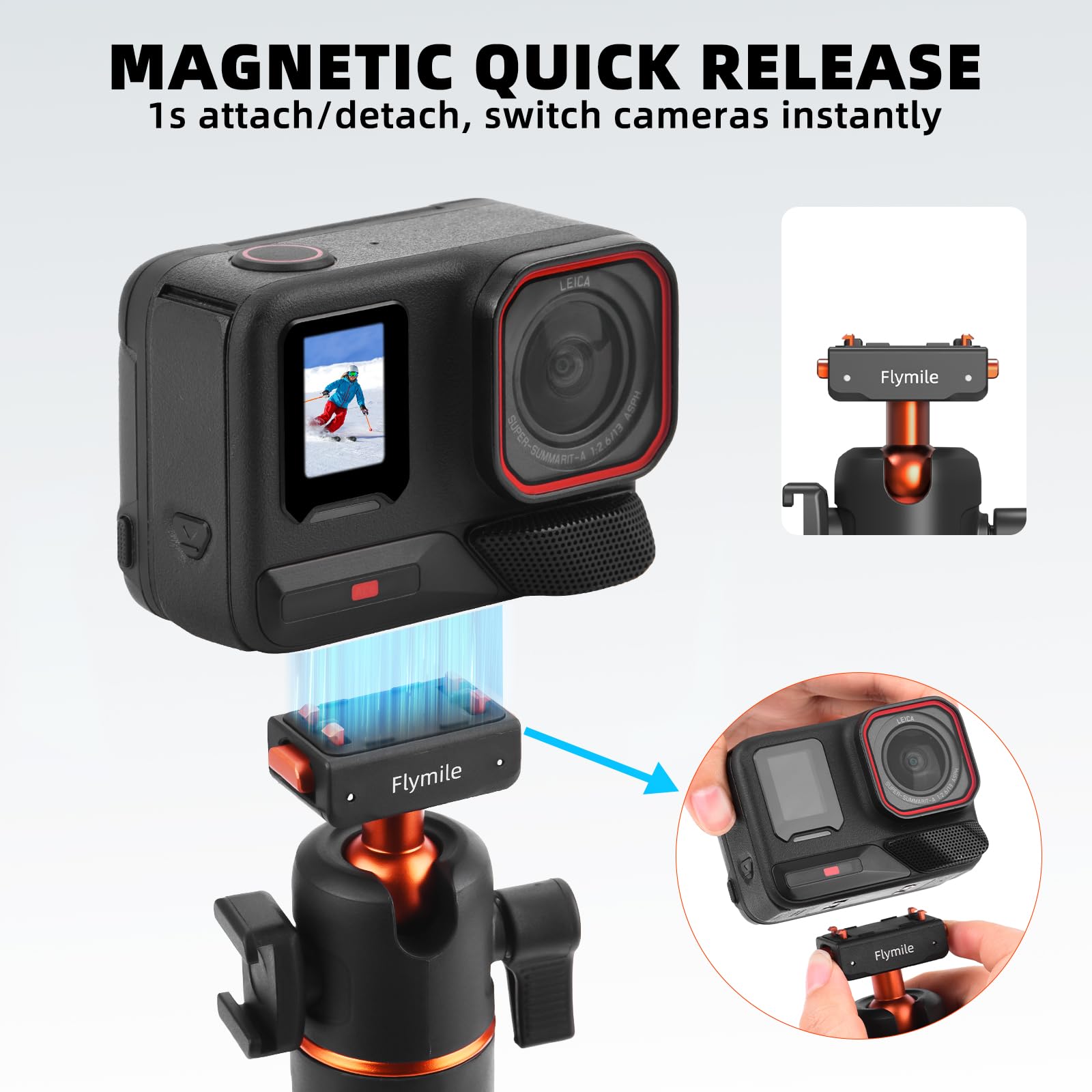 Treppiede per Insta360 X5 ACE Pro 2, bastone per selfie da 21 pollici, asta di estensione a sgancio rapido, mini tavolo da scrivania, impugnatura portatile, supporto con slitta fredda per Insta 360 X5