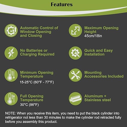 Miniatura 5 de Abridor automático de ventilación de techo, abridor automático de ventanas de invernadero para ventilación, kit de ventilación solar sensible al