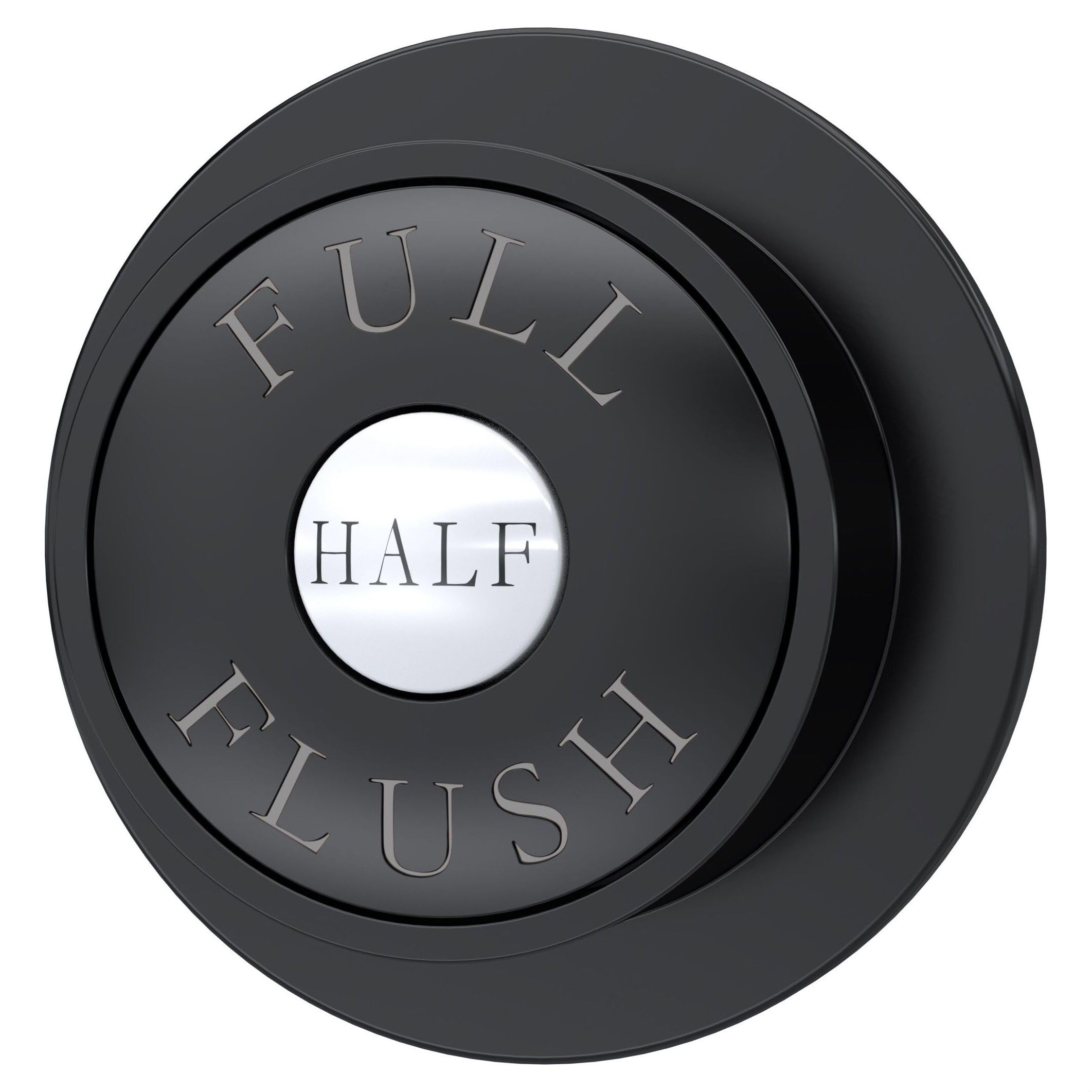 Balterley Black Dual Toilet Flush Button, Traditional Round Head Dual Push Button Toilet Flush System Replacement For Cistern, Push Buttons Replacement For Bathroom Cistern Toilets - 85 X 72Mm (Matt )