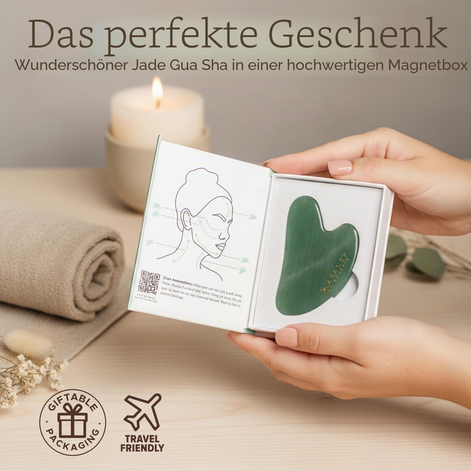 Sponsored Ad - Gua Sha Tool - Jade Stone Guasha Scraping Massage Tool, Facial Massage for Lymphatic Drainage for Face, Eye.