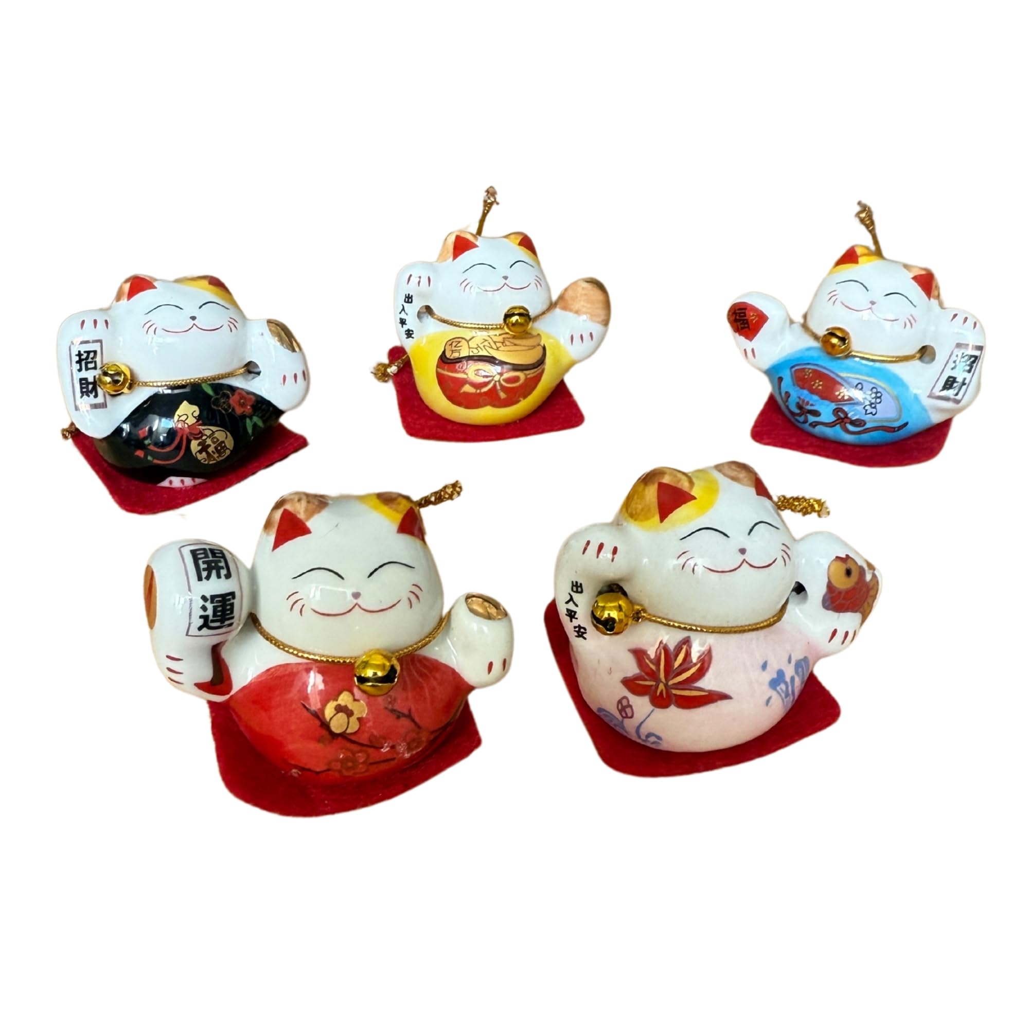 追加分◆ Happy Lucky 　④ Amazon.com: Set of 5 Mini Maneki Neko Lucky Cat Figurines for