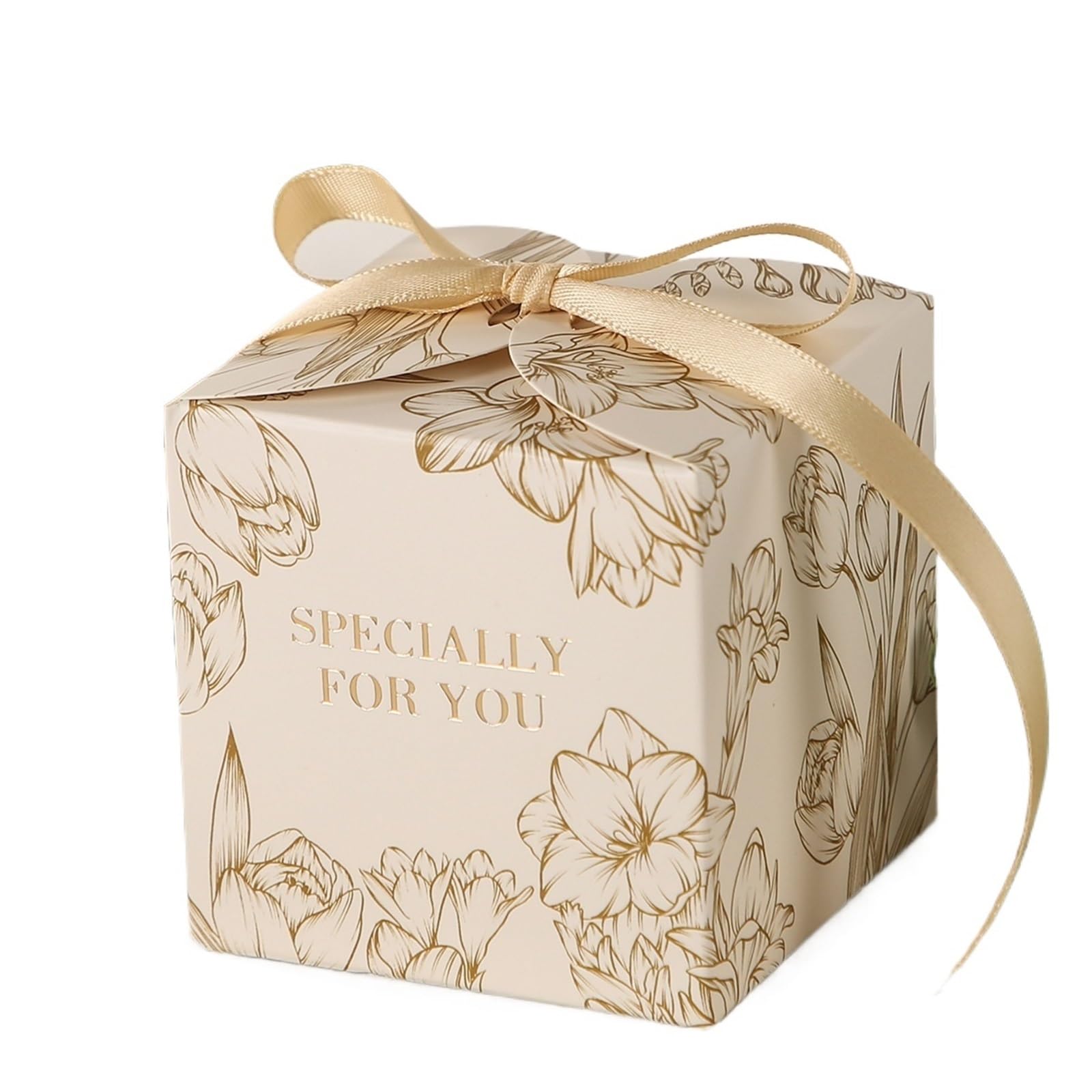 Square Sweet Boxes Wedding Favors Candy Box Candy Bag Christmas Birthday Party Decoration Candy Packaging Box for Guests per Regalo(Brown,100PCS_7X7X7 CM)
