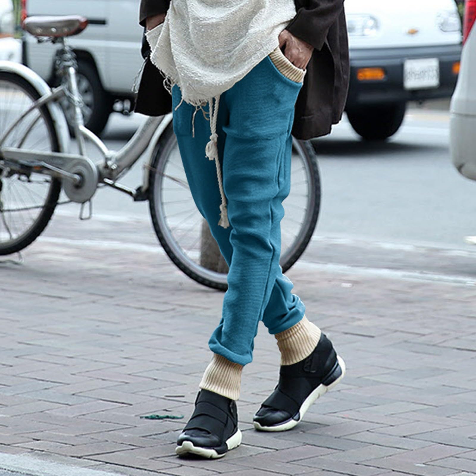 Generico Pantaloni Tuta Uomo Cotone,Pantaloni Lunghi Casual da Uomo Pantaloni Eleganti Non Stirati Antirughe più Pantaloni da Abito Ispessiti in Pile