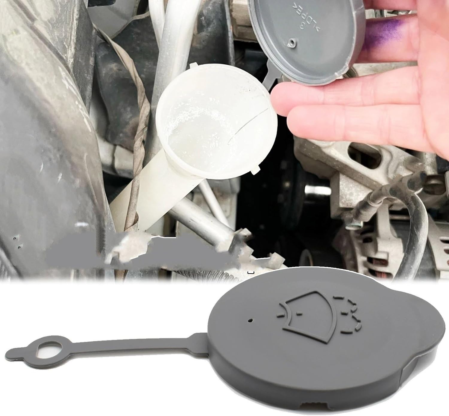 Car Washer Bottle Cap, for Micra K13 2011 2012 2013 2014 2015 2016 28913-1HA3A Wiper Washer Fluid Reservoir Bottle Cap Car Accessories