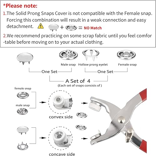 Miniatura 10 de GTAAOY Juego de 800 botones de presión de metal con alicates de cierre, kit de herramientas de prensa, perfecto para manualidades, ropa, sombreros y