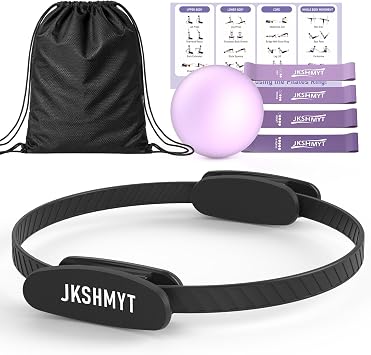 JKSHMYT Pilates Ring Kit for Women, Pilates Equipment 14.5" Home Magic Circle Workout with Pilates Ball,Resistance Bands,Better me Pilates Essentials Starter Set for Beginners Toning Shape Full Body