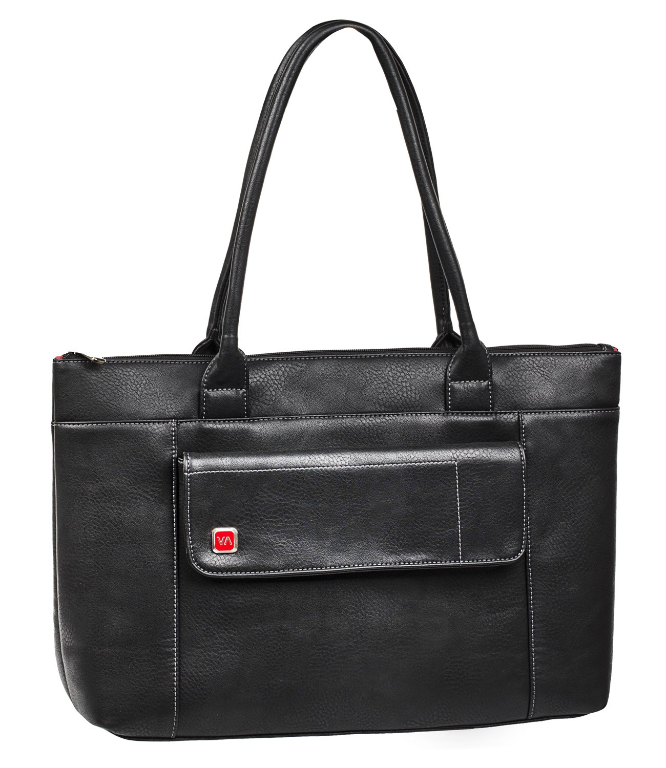 Rivacase Tasche UtoteBag für Laptops bis 15,6 Zoll - Elegante Schultertasche Umhängetasche Tote Bag für Damen aus hochwertigen PU-Leder und viel Stauraum/Schwarz
