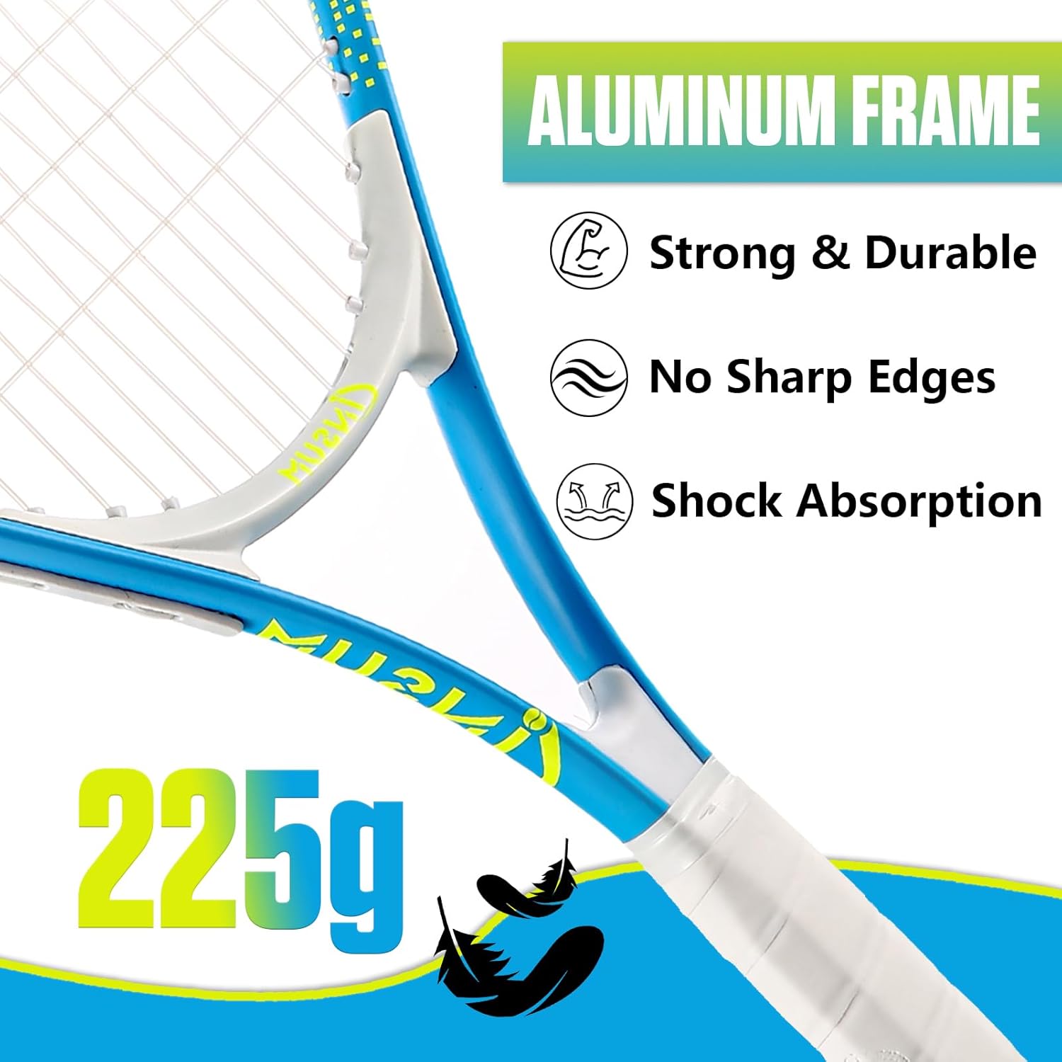 INSUM 17-25 inch Kids Tennis Racket for Aged 2~12 Starter, Multi-Color & Size Toddlers Tennis Racket for Boys & Girls Beginner, Come with Shoulder Cover Bag for Carry