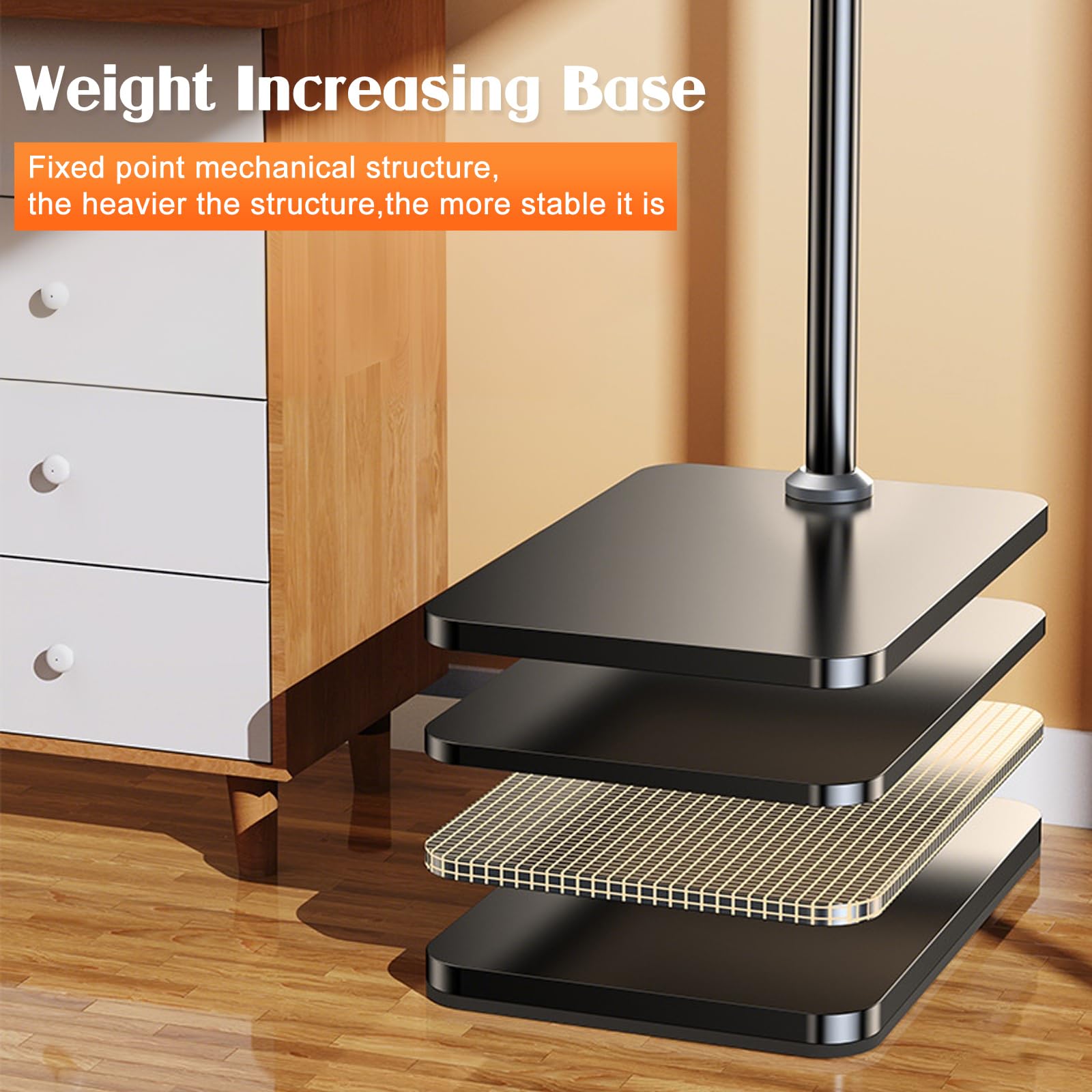 Supporto per tablet, girevole a 360 gradi, regolabile in altezza, in metallo, estensibile, per palestra, letto, iPad, iPhone, Kindle, e-reader (2 segmenti)