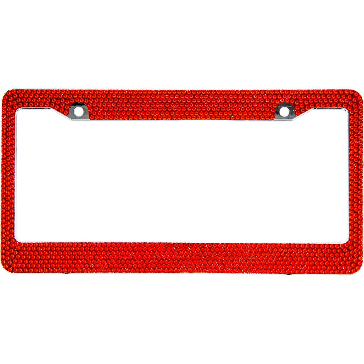 BLVD-LPF 'Obey Your Luxury' Hot Pink Crystal License Plate Frame - Pack Of 2 With Screw Caps, Rust-Free ABS Chrome