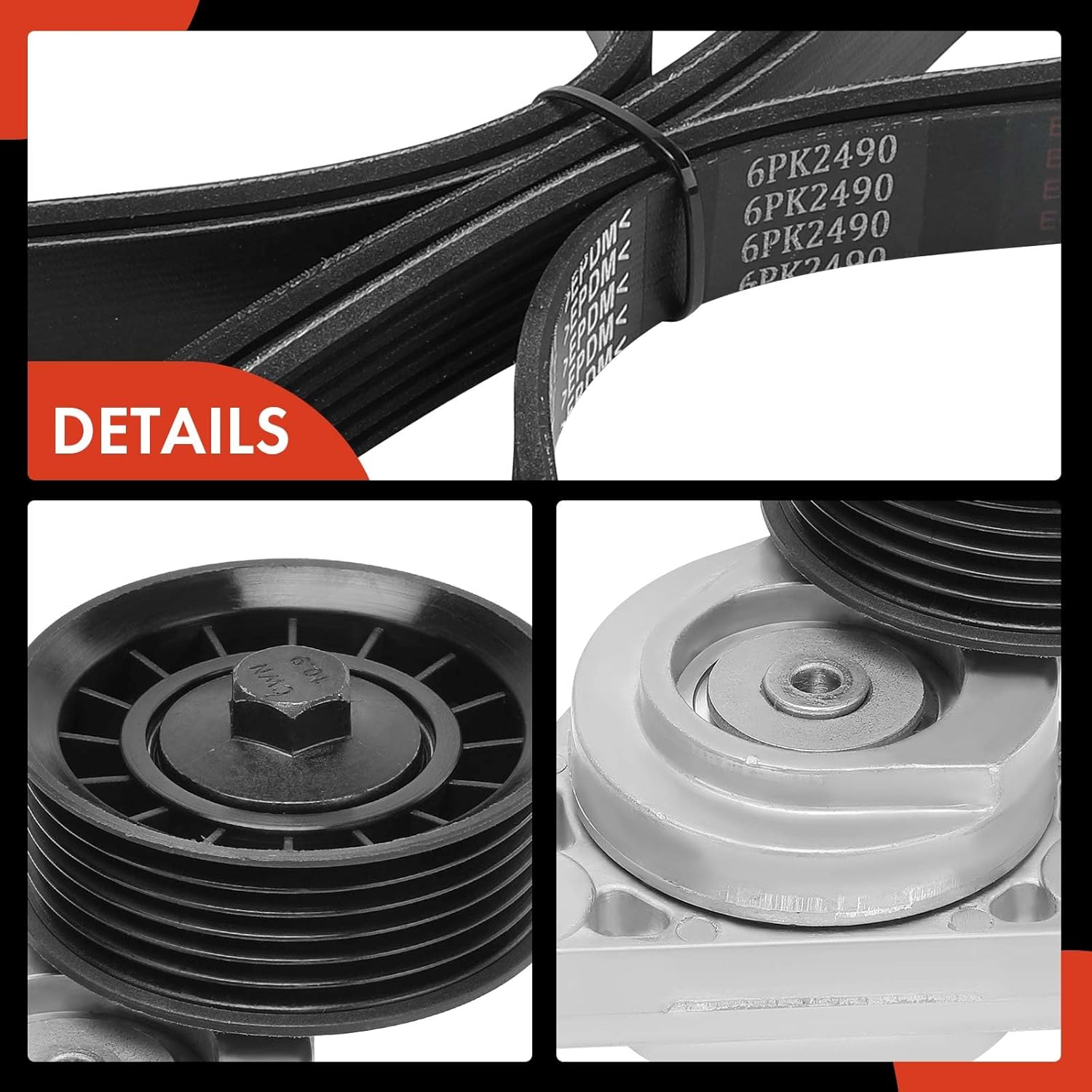 A-Premium Serpentine Drive Belt Kit with Tensioner & Idler Pulley Compatible with Chevrolet & Pontiac Models - 2011-2013 Caprice, 2008-2009 G8-6.0L 6.2L