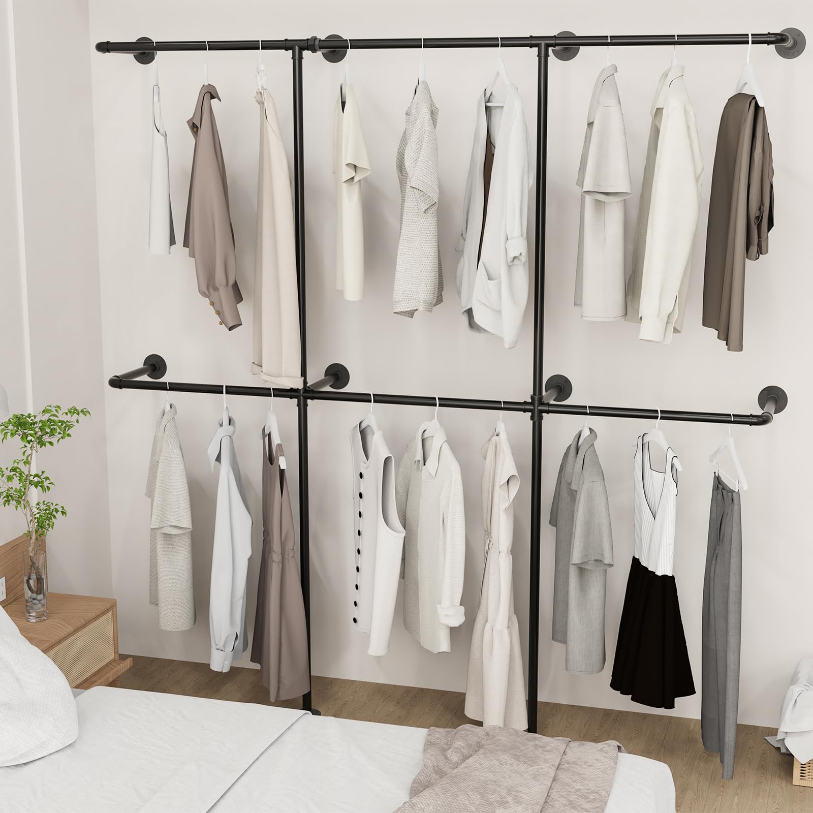 Appendiabiti da Parete Industriale, Armadio Aperto o Attaccapanni da Muro, 300 kg Capacità di Carico, Utilizzato per Camere da Letto e Ingressi, 180x180cm