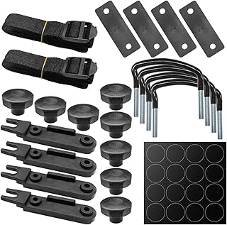 4PCS Roof Box U-Bolt Clamps, Universal Car Roof Rack Mounting Brackets with 8 Lock Nuts & 2 Straps, Car Rooftop Cargo Carrier Rack Bolts Mounting Fitting Kit