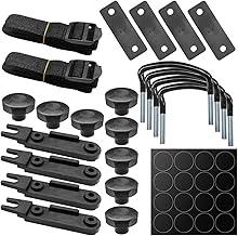 4PCS Roof Box U-Bolt Clamps, Universal Car Roof Rack Mounting Brackets with 8 Lock Nuts & 2 Straps, Car Rooftop Cargo Carrier Rack Bolts Mounting Fitting Kit