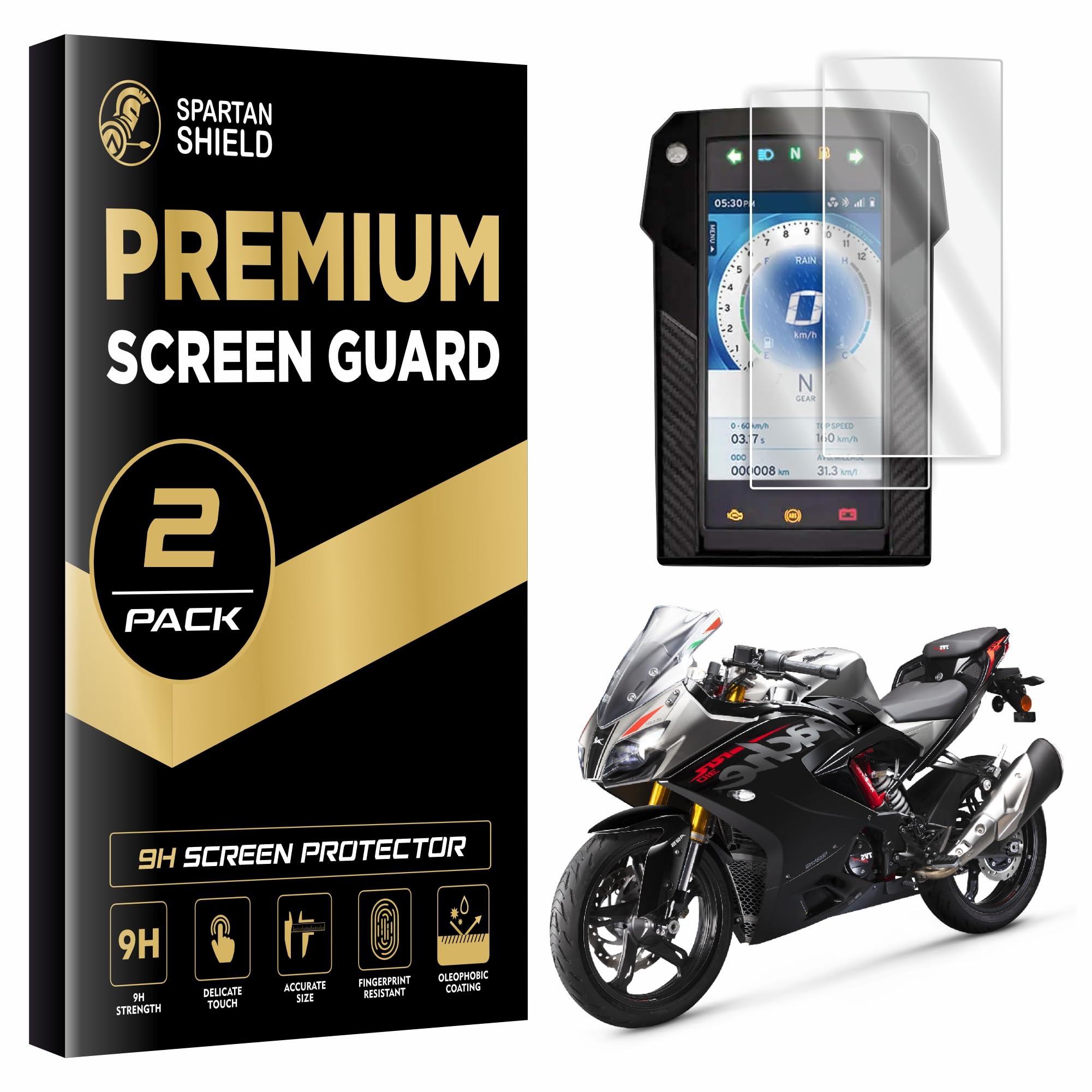 Spartan Shield [2 PACK Digital Cluster Screen Guard For TVS APACHE RR 310 BIKE || 7 INCH Display Console Protector || Anti Scratch || RR310 Instrument Cluster Accessory 2024 [Not Tempered Glass]-image-11