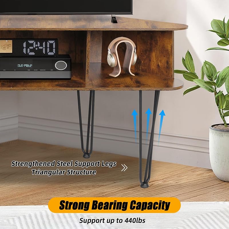 Corner TV Stand for 50 Inch TV, Rustic Entertainment Center with Storage image 6