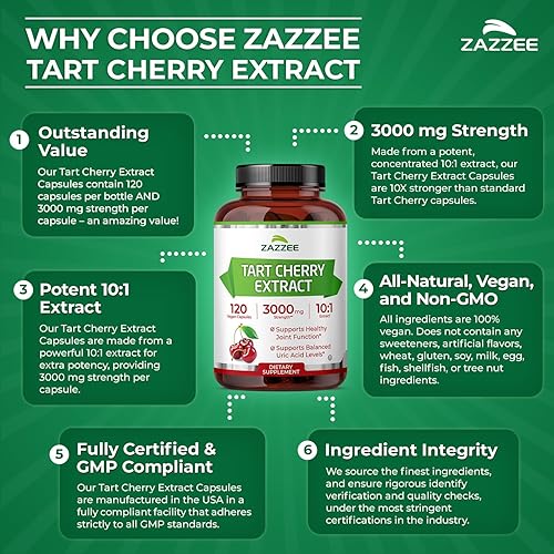 Miniatura 14 de Zazzee Cápsulas de extracto de cereza aromática, 200 cápsulas veganas, 3000 mg. Fuerte, potente extracto de 10:1, suministro de más de 6 meses
