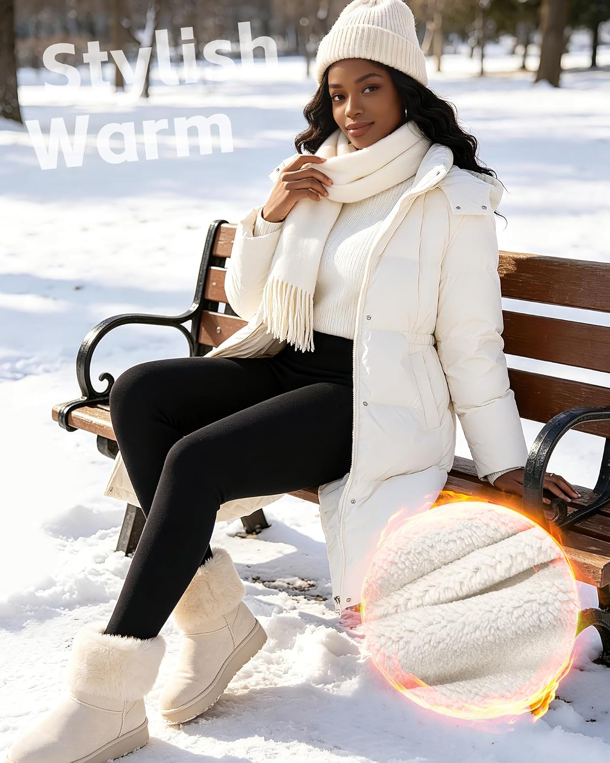 Chicduo Fleece Lined Leggings for Women Winter High Waisted Thermal Pants