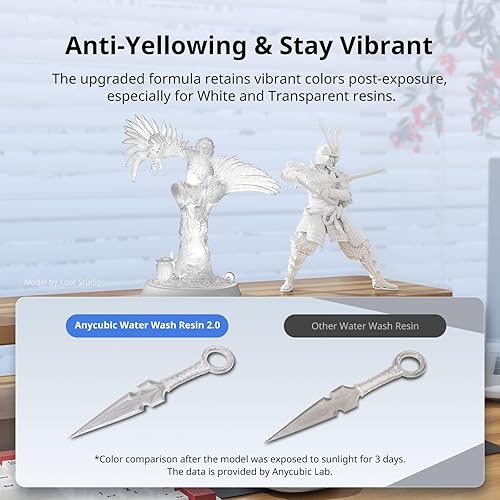 Miniatura 3 de ANYCUBIC 3D Printer Resin, Water Washable Resin, No Need Extra Alcohol and Easy to Clean, Fast Curing, Low Odor, Wide Compatibility for All LCD