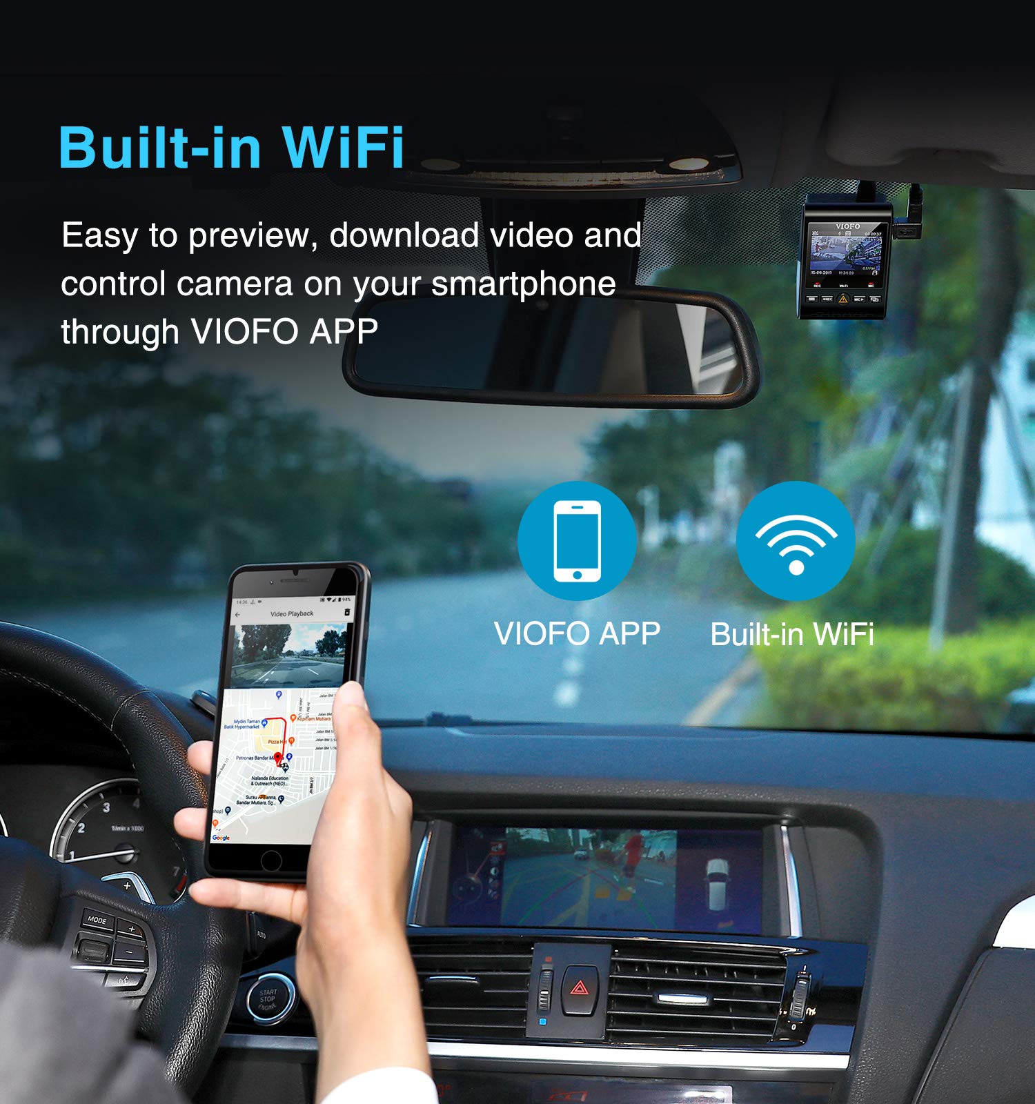 VIOFO A129 Plus Dash Cam 2K 1440P 60FPS with GPS WiFi, 140° Wide Angle, Parking Mode, Emergency