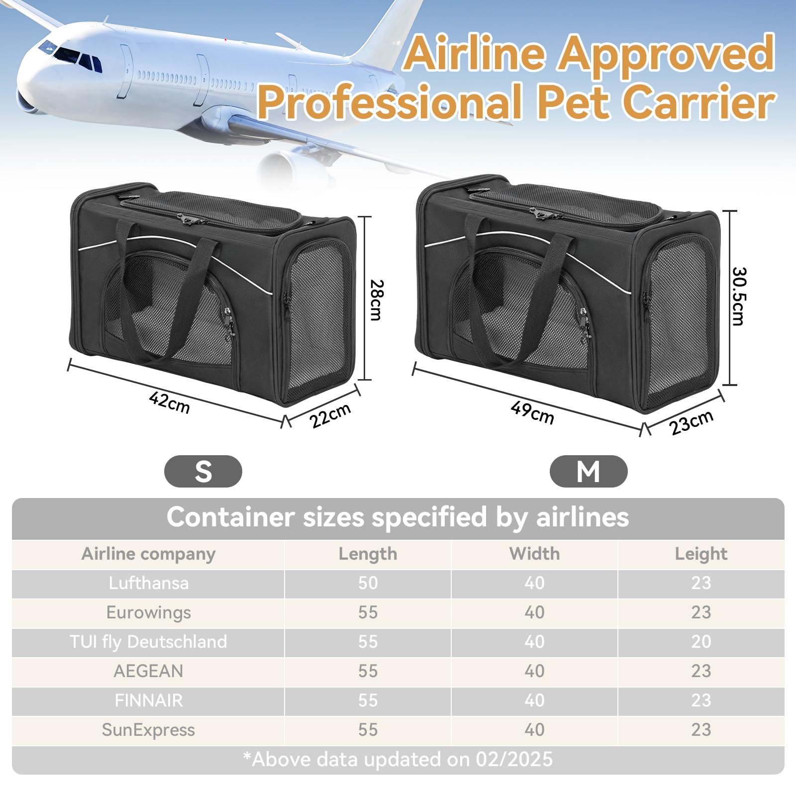 Petsfit Kitten Carrier Airline Approved,Travel Cat Carrier Bag for Small Cats and Puppy Under 4KG - Image 4