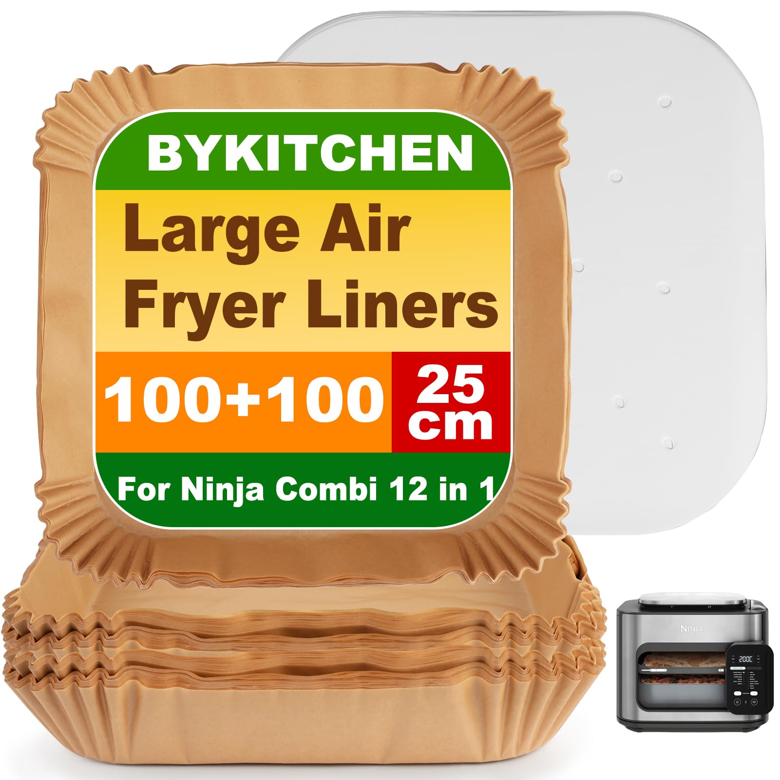BYKITCHEN Perforated Air Fryer Liners, Parchment Paper, 200 Count