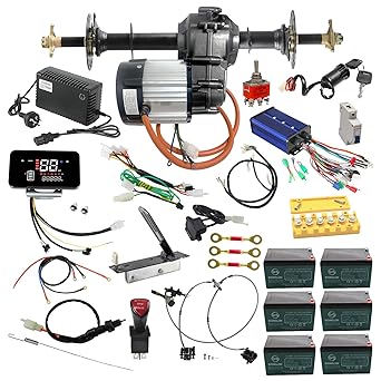 Complete Kit Go Kart Rear Axle Shaft Kit with 72V 1500W Brushless Differential Motor 36V-84V 3000W Controller for Electric Vehicles Karting Golf Cart ATV UTV Quad Tricycle Trike Buggy 4 Wheeler 30"