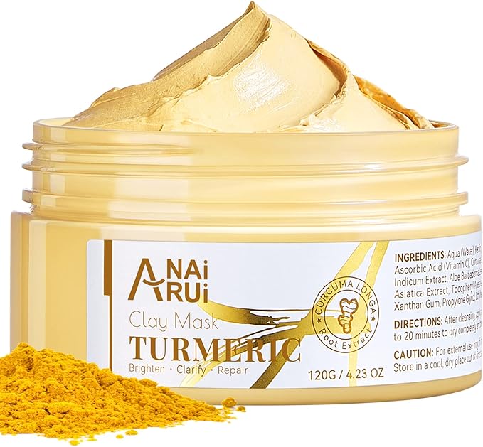 Masque visage ANAiRUi au curcuma, vitamine C et argile kaolin – 120g Masque visage ANAiRUi au curcuma, vitamine C et argile kaolin – 120g