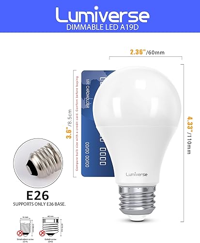 Miniatura 2 de Lumiverse Paquete de 24 bombillas LED A19, 9 vatios equivalente a 60 W, luz blanca diurna de 5000 K, bombilla base E26, no regulable, bombillas de