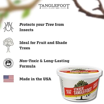 Tree Tanglefoot Tree Banding Gum 15oz Sticky Coating for Tree Wraps Long-Lasting, Non-Drying Adhesive Barrier Formula Weather-Resistant, Made in USA