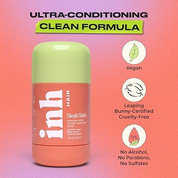 INH Hair Wax Sleek Stick Finishing & Smoothing Vegan Hair Wax Roller | Mess Free, Travel Friendly Styling Product for Flyaways and Frizz. 1.76 oz